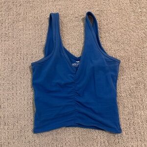 Hollister Blue Ruched V-Neck Tank Top